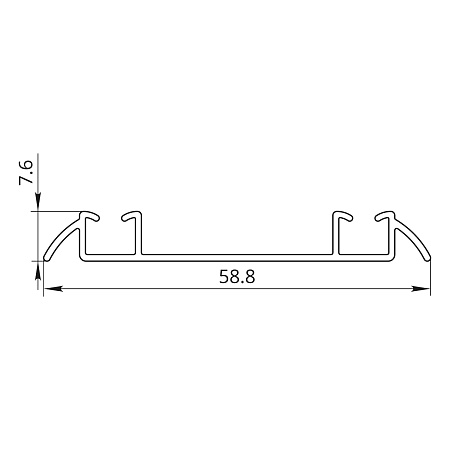 Нижняя направляющая модифицированная в декоре Хром матовый, длина 5900 мм Нижняя направляющая модифицированная в декоре Хром матовый, длина 5900 мм